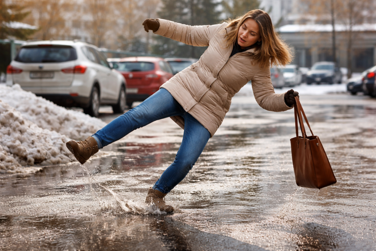 Slip and Fall Injuries Spike in Early Spring: Wet Floors, Parking Lots, and Liability Rules