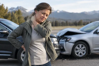 An Idaho driver with renewed back discomfort speaks with a medical professional after a car collision.